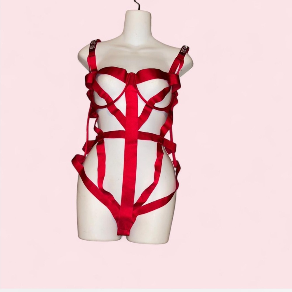 Victorias Secret Red Strappy Bodysuit